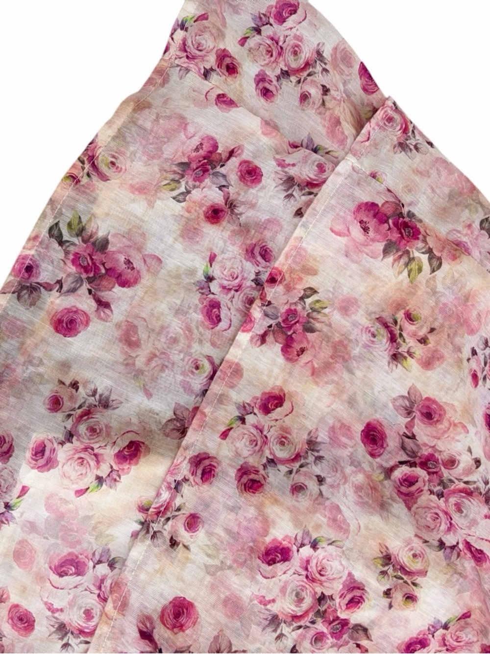 Romantic Cottagecore Cream Skirt with Pink Floral Print - Picture 9 of 13